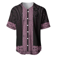 New Zealand Maori Kowhaiwhai Baseball Jersey Mawhero Maui and Mangopare LT9 Pink - Polynesian Pride