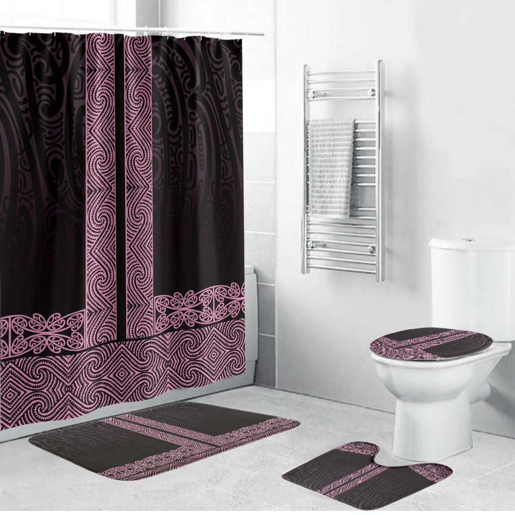 New Zealand Maori Kowhaiwhai Bathroom Set Mawhero Maui and Mangopare LT9 Bathroom Set (4 pcs) Pink - Polynesian Pride