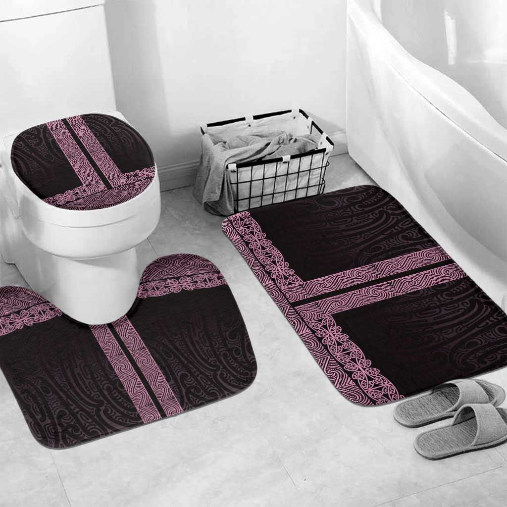 New Zealand Maori Kowhaiwhai Bathroom Set Mawhero Maui and Mangopare LT9 Mat Set Only (3 pcs) One Size Pink - Polynesian Pride