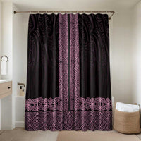 New Zealand Maori Kowhaiwhai Bathroom Set Mawhero Maui and Mangopare LT9 Shower Curtain Only Pink - Polynesian Pride