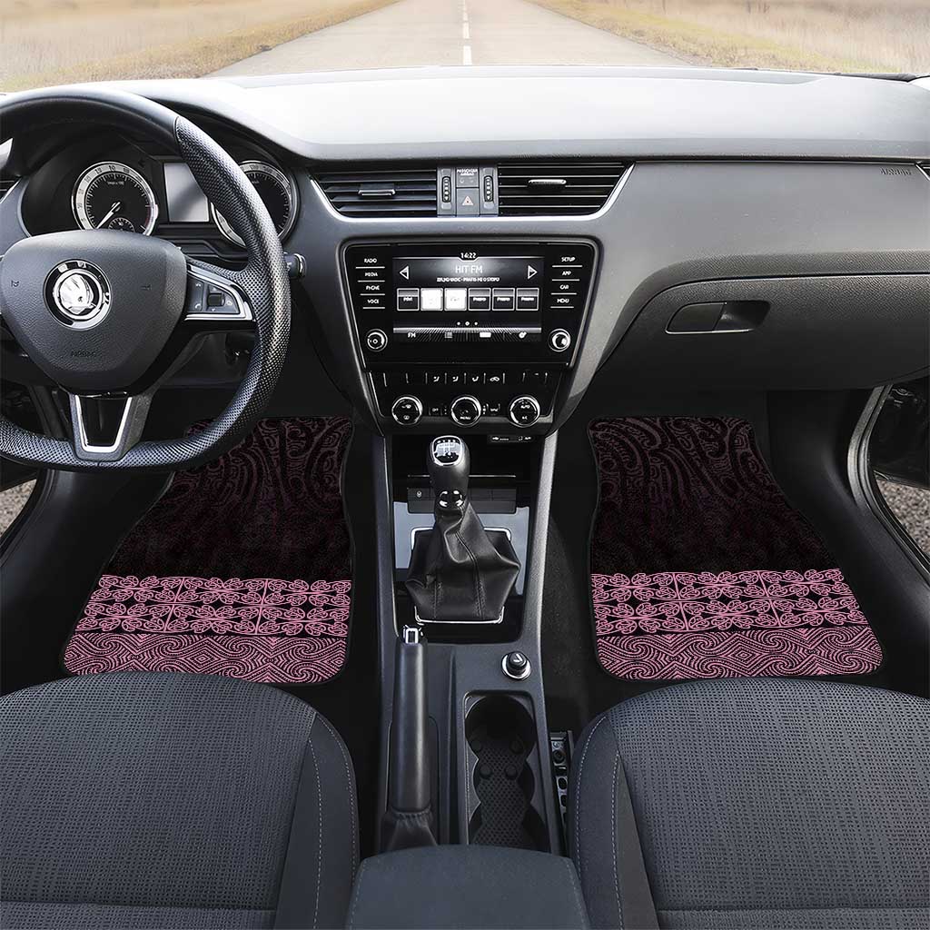New Zealand Maori Kowhaiwhai Car Mats Mawhero Maui and Mangopare LT9 Set 2pcs - Front Pink - Polynesian Pride