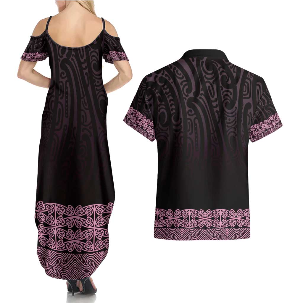 New Zealand Maori Kowhaiwhai Couples Matching Summer Maxi Dress and Hawaiian Shirt Mawhero Maui and Mangopare LT9 - Polynesian Pride