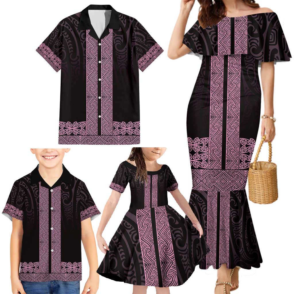 New Zealand Maori Kowhaiwhai Family Matching Mermaid Dress and Hawaiian Shirt Mawhero Maui and Mangopare LT9 - Polynesian Pride