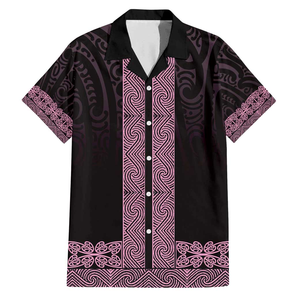 New Zealand Maori Kowhaiwhai Family Matching Mermaid Dress and Hawaiian Shirt Mawhero Maui and Mangopare LT9 Dad's Shirt - Short Sleeve Pink - Polynesian Pride