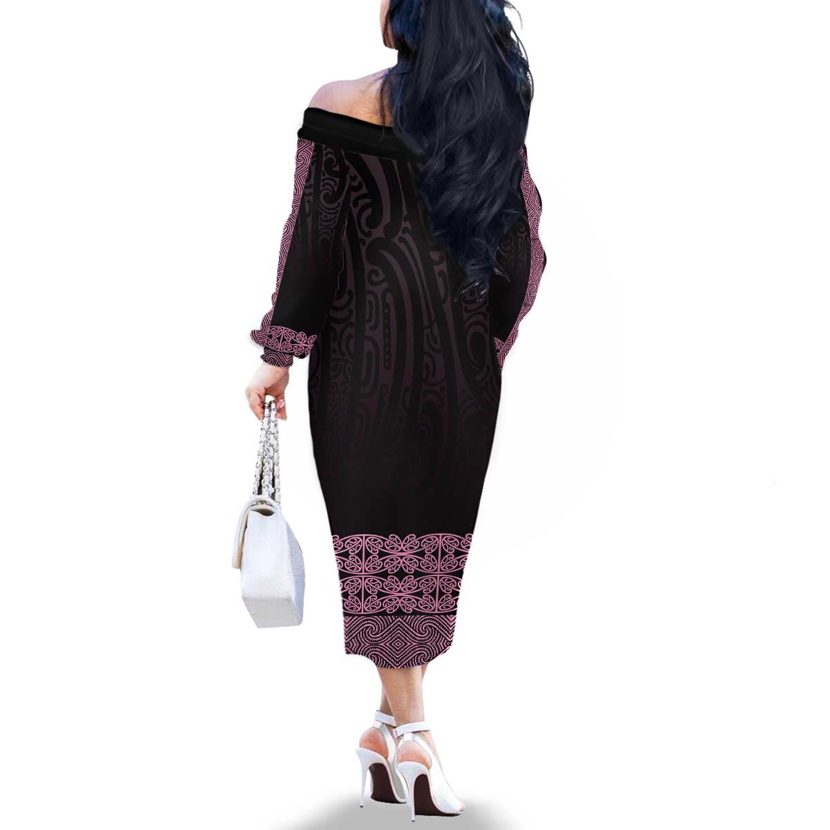 New Zealand Maori Kowhaiwhai Family Matching Off The Shoulder Long Sleeve Dress and Hawaiian Shirt Mawhero Maui and Mangopare LT9 - Polynesian Pride