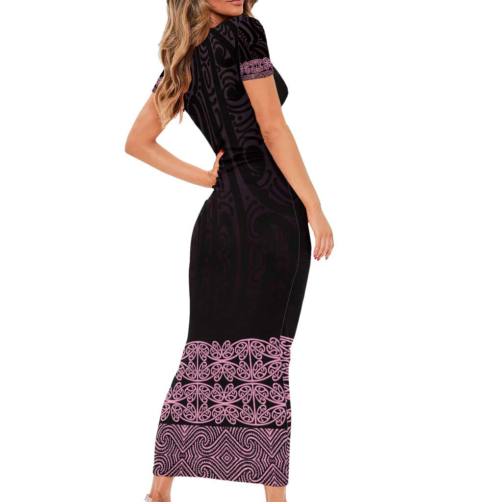 New Zealand Maori Kowhaiwhai Family Matching Short Sleeve Bodycon Dress and Hawaiian Shirt Mawhero Maui and Mangopare LT9 - Polynesian Pride