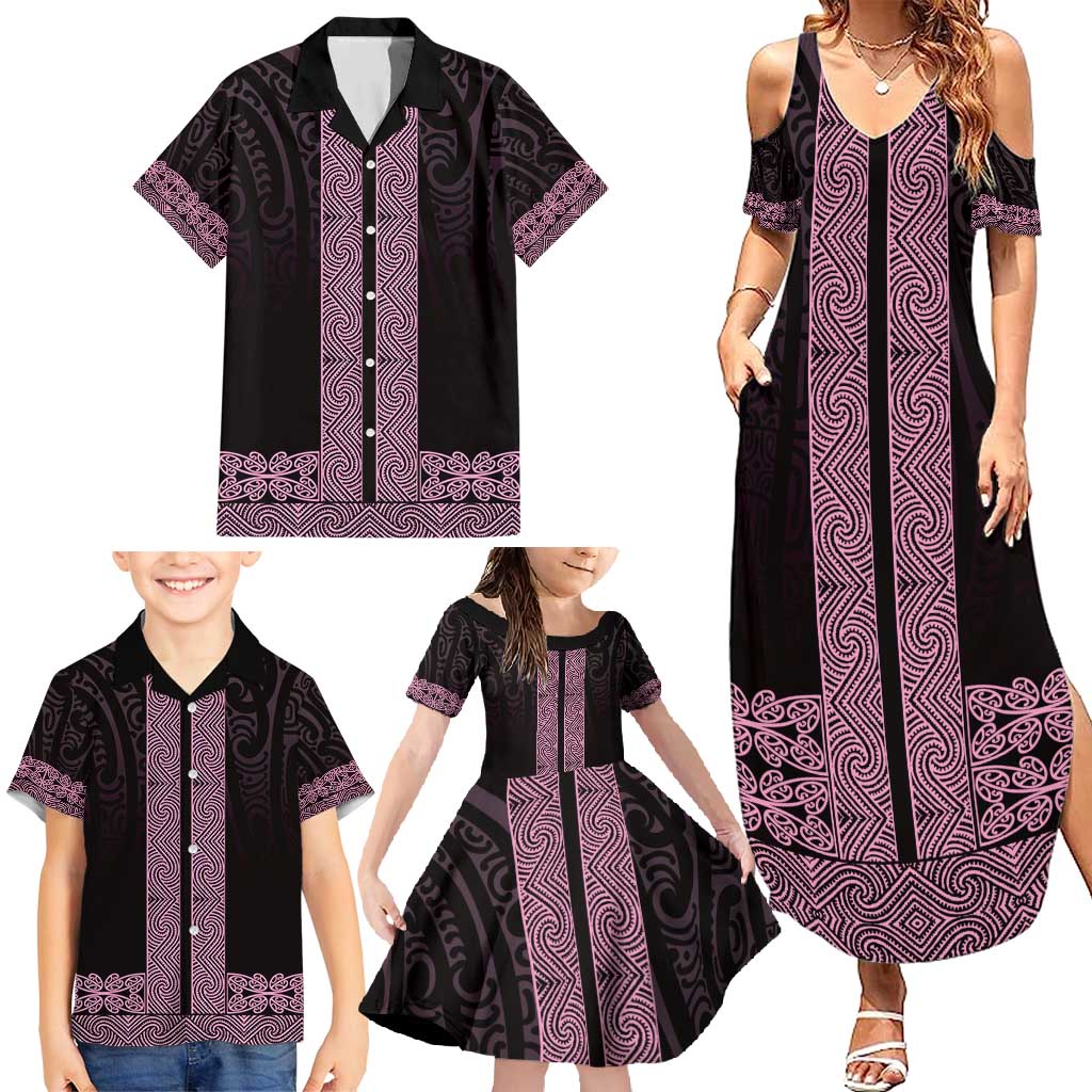 New Zealand Maori Kowhaiwhai Family Matching Summer Maxi Dress and Hawaiian Shirt Mawhero Maui and Mangopare LT9 - Polynesian Pride