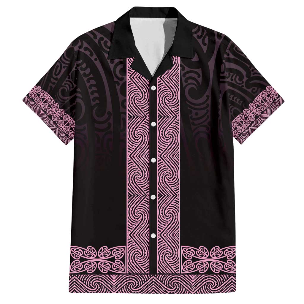 New Zealand Maori Kowhaiwhai Family Matching Summer Maxi Dress and Hawaiian Shirt Mawhero Maui and Mangopare LT9 Dad's Shirt - Short Sleeve Pink - Polynesian Pride