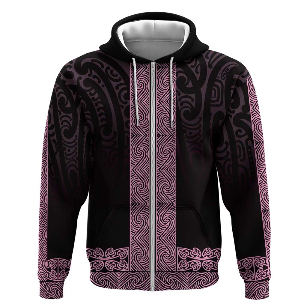 New Zealand Maori Kowhaiwhai Hoodie Mawhero Maui and Mangopare LT9 Zip Hoodie Pink - Polynesian Pride