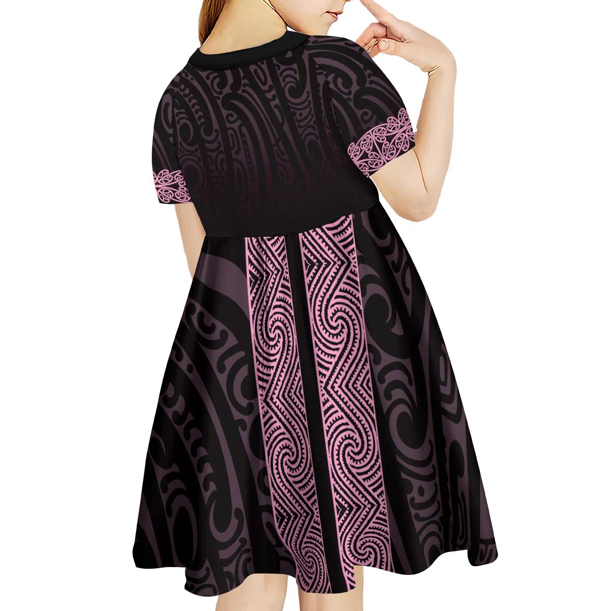 New Zealand Maori Kowhaiwhai Kid Short Sleeve Dress Mawhero Maui and Mangopare LT9 - Polynesian Pride