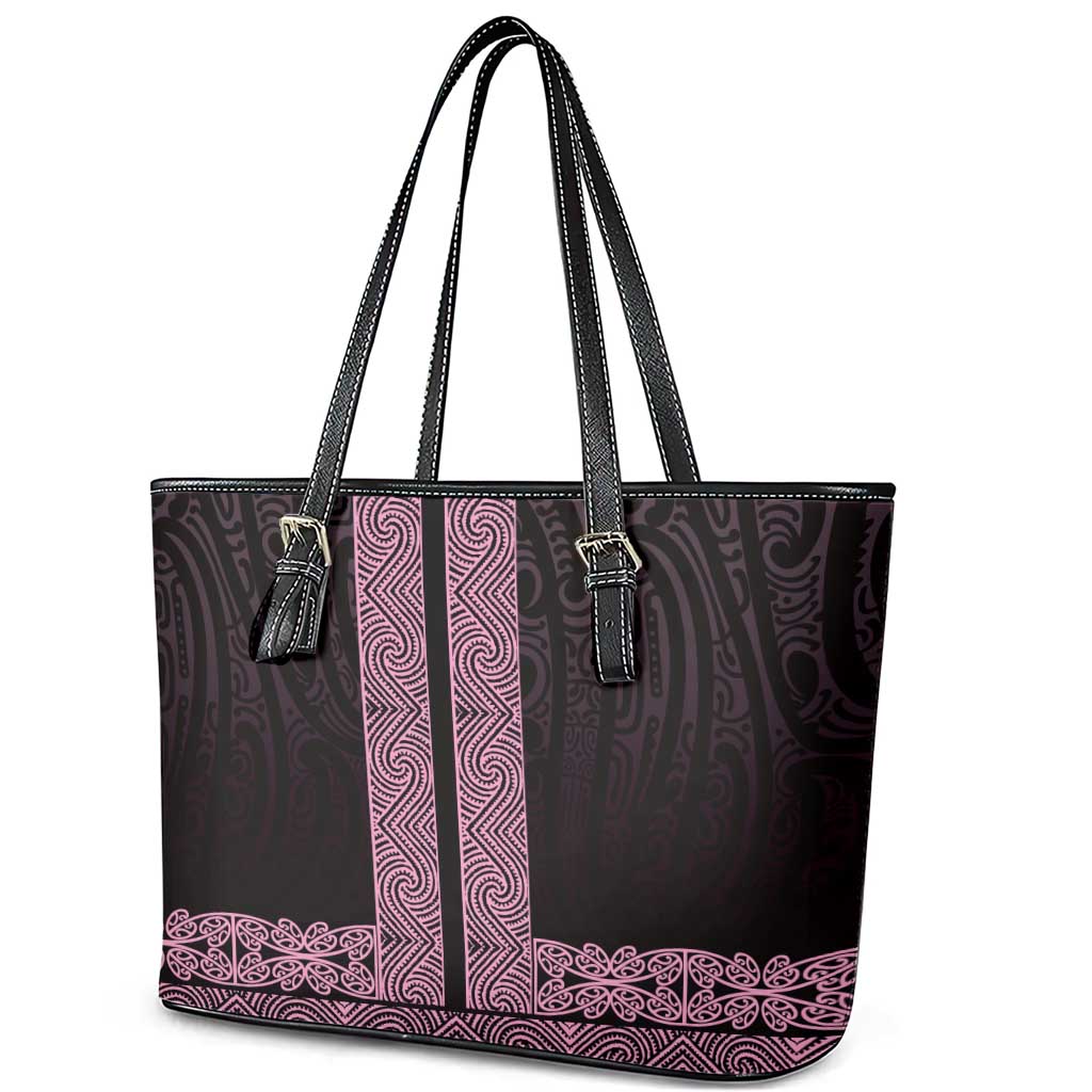 New Zealand Maori Kowhaiwhai Leather Tote Bag Mawhero Maui and Mangopare LT9 - Polynesian Pride