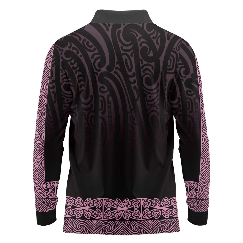 New Zealand Maori Kowhaiwhai Long Sleeve Polo Shirt Mawhero Maui and Mangopare LT9 - Polynesian Pride