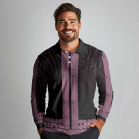 New Zealand Maori Kowhaiwhai Long Sleeve Polo Shirt Mawhero Maui and Mangopare LT9 - Polynesian Pride