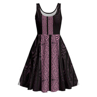 New Zealand Maori Kowhaiwhai Midi Dress Mawhero Maui and Mangopare LT9 Pink - Polynesian Pride