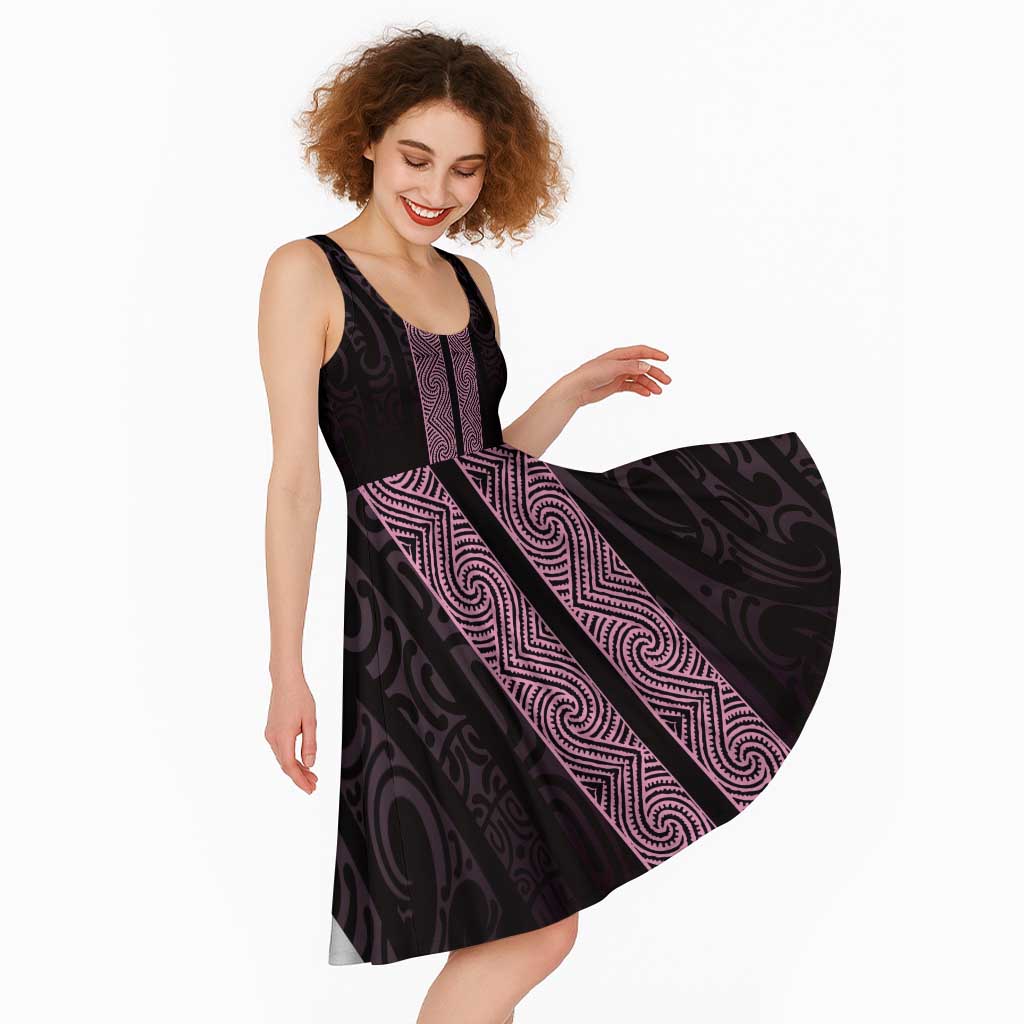New Zealand Maori Kowhaiwhai Midi Dress Mawhero Maui and Mangopare LT9 - Polynesian Pride