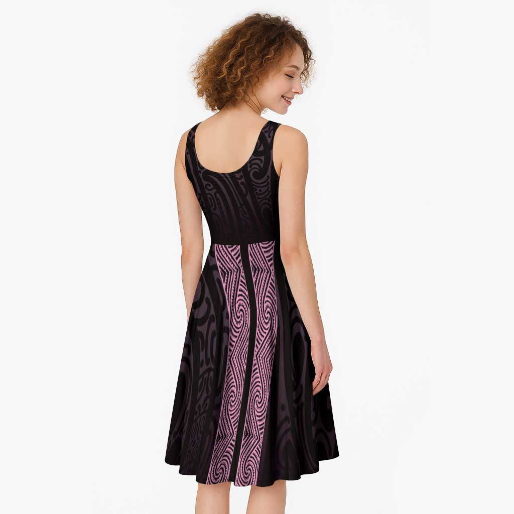 New Zealand Maori Kowhaiwhai Midi Dress Mawhero Maui and Mangopare LT9 - Polynesian Pride