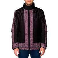 New Zealand Maori Kowhaiwhai Padded Jacket Mawhero Maui and Mangopare LT9 Men Pink - Polynesian Pride