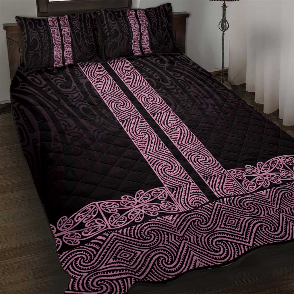 New Zealand Maori Kowhaiwhai Quilt Bed Set Mawhero Maui and Mangopare LT9 Pink - Polynesian Pride
