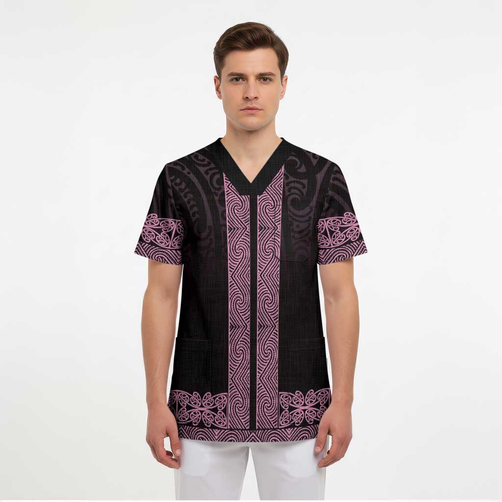 New Zealand Maori Kowhaiwhai Scrub Top Mawhero Maui and Mangopare LT9 - Polynesian Pride