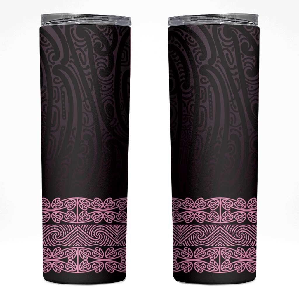 New Zealand Maori Kowhaiwhai Skinny Tumbler Mawhero Maui and Mangopare LT9 Pink - Polynesian Pride