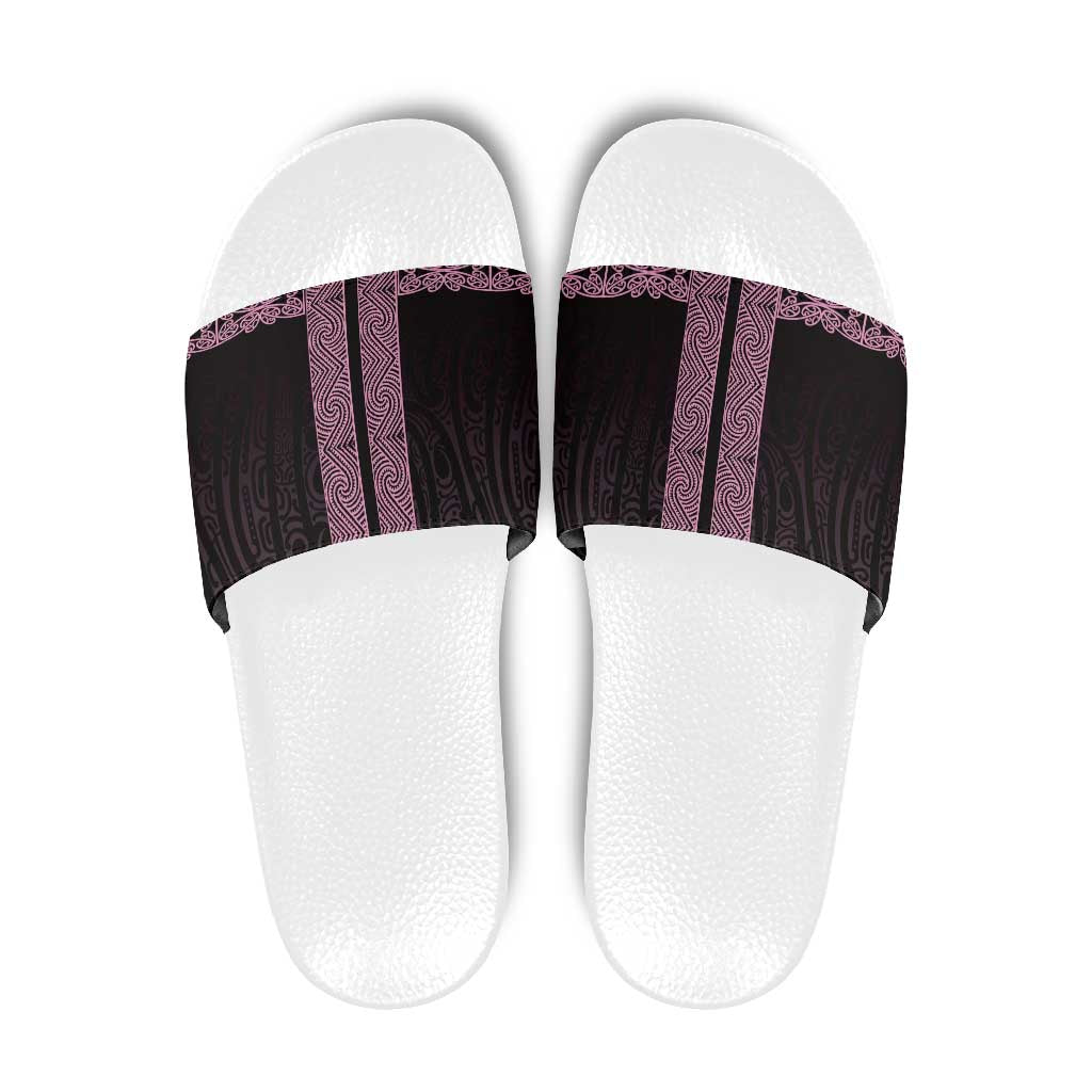 New Zealand Maori Kowhaiwhai Slide Sandals Mawhero Maui and Mangopare LT9 Pink - Polynesian Pride