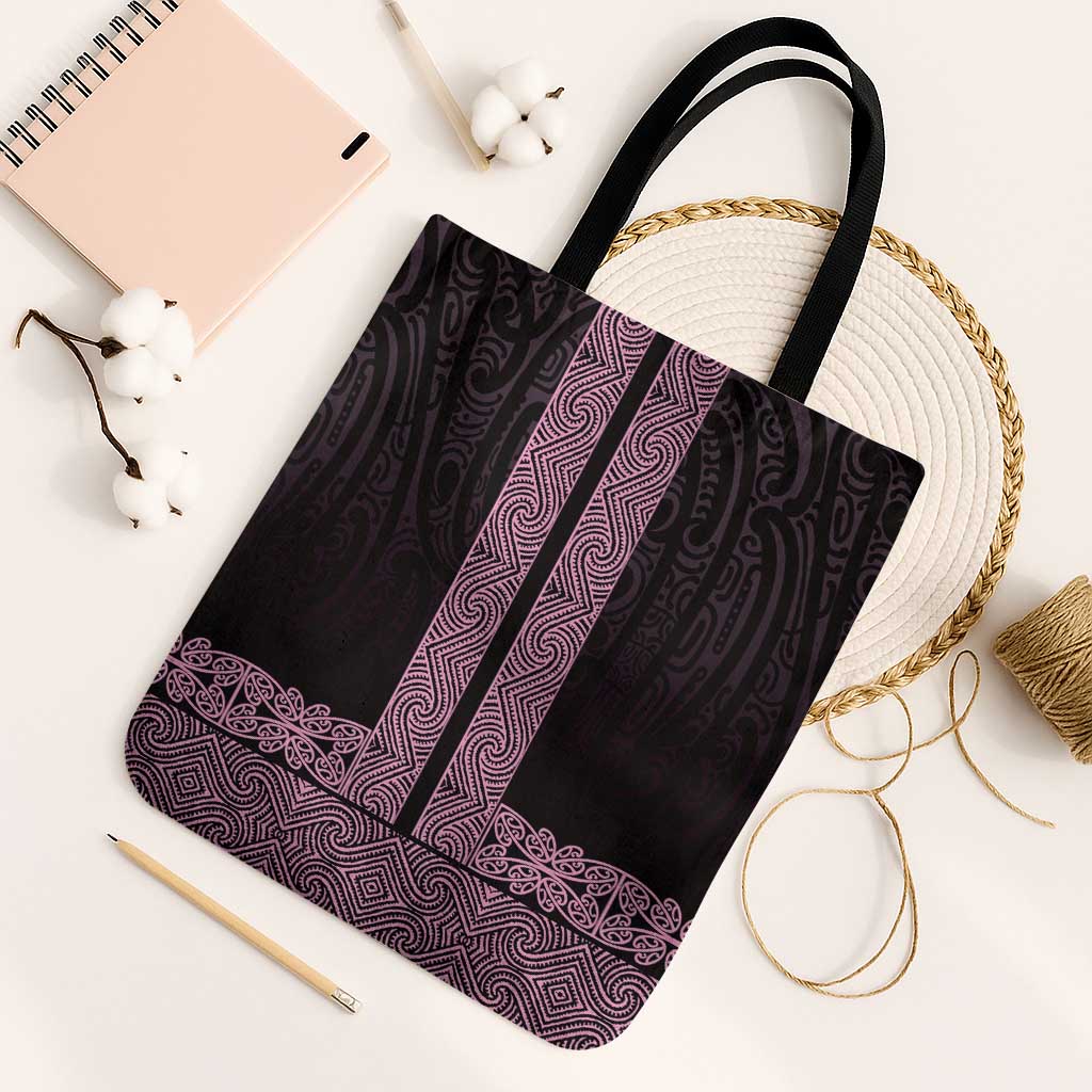 New Zealand Maori Kowhaiwhai Tote Bag Mawhero Maui and Mangopare LT9 Black Strap One Size Pink - Polynesian Pride
