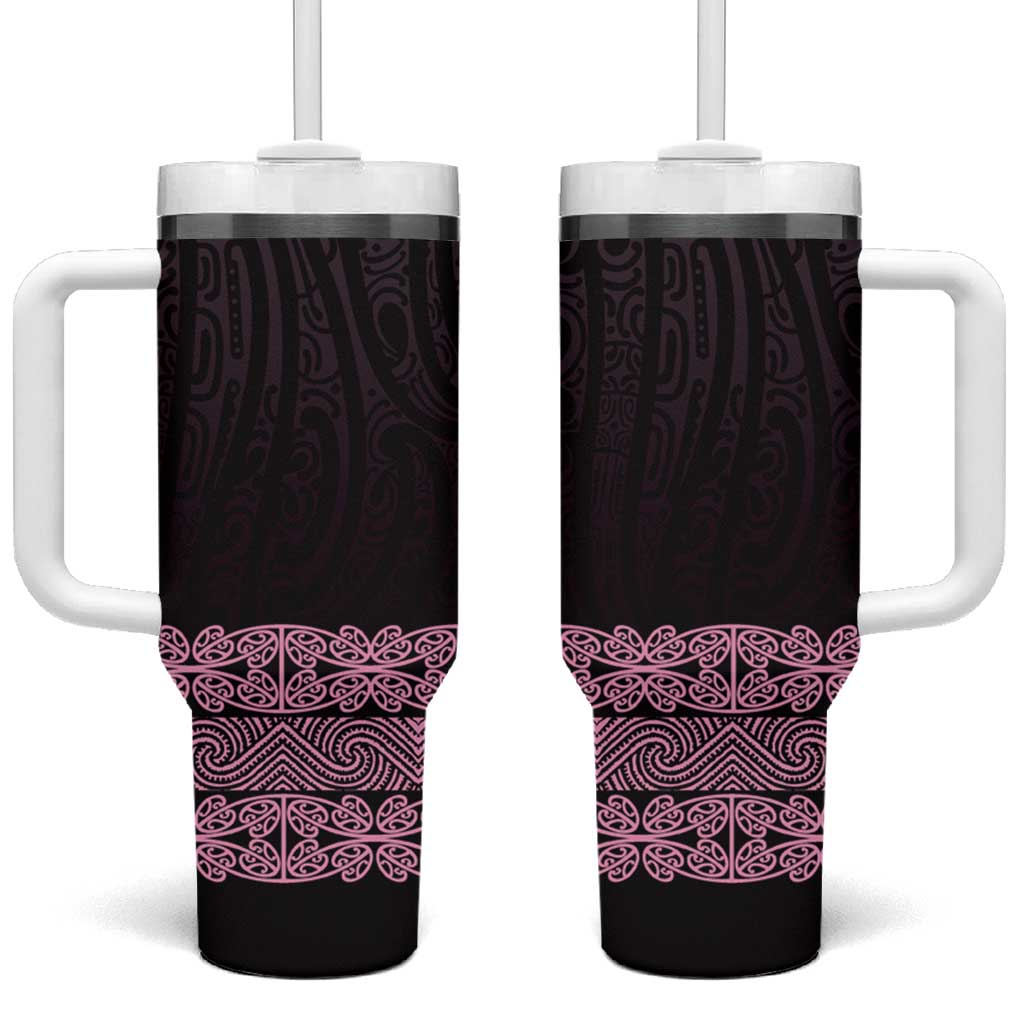 New Zealand Maori Kowhaiwhai Tumbler With Handle Mawhero Maui and Mangopare LT9 One Size: 40 oz Pink - Polynesian Pride
