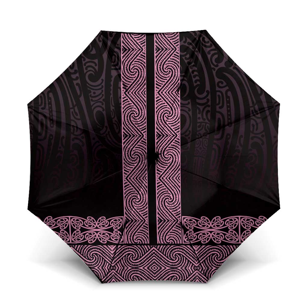New Zealand Maori Kowhaiwhai Umbrella Mawhero Maui and Mangopare LT9 One Size Folded 11.42 inch Opened Diameter 37.4 inch Pink - Polynesian Pride