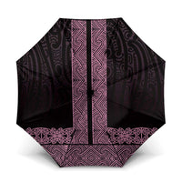 New Zealand Maori Kowhaiwhai Umbrella Mawhero Maui and Mangopare LT9 One Size Folded 11.42 inch Opened Diameter 37.4 inch Pink - Polynesian Pride
