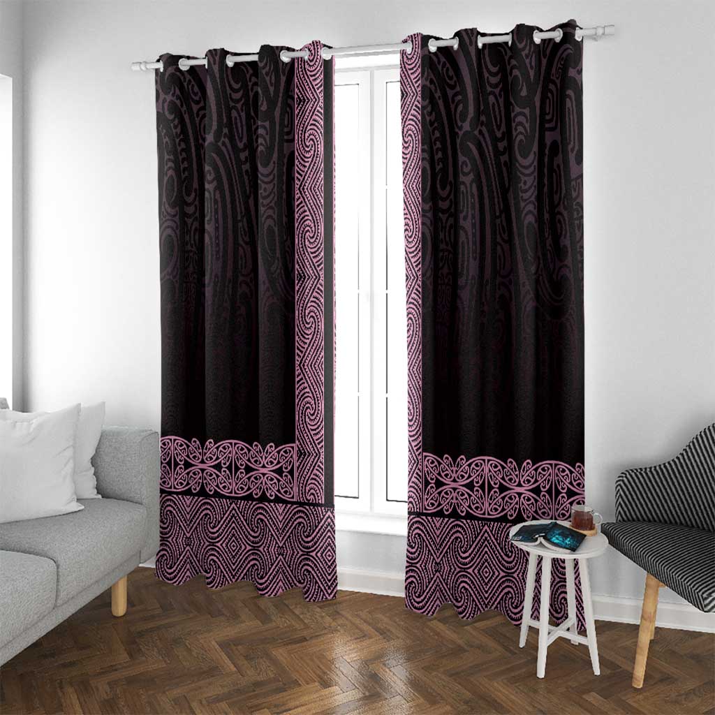 New Zealand Maori Kowhaiwhai Window Curtain Mawhero Maui and Mangopare LT9 With Grommets Pink - Polynesian Pride