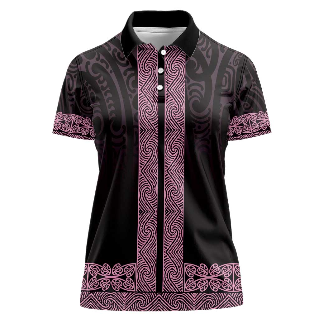 New Zealand Maori Kowhaiwhai Women Polo Shirt Mawhero Maui and Mangopare LT9 Female Pink - Polynesian Pride