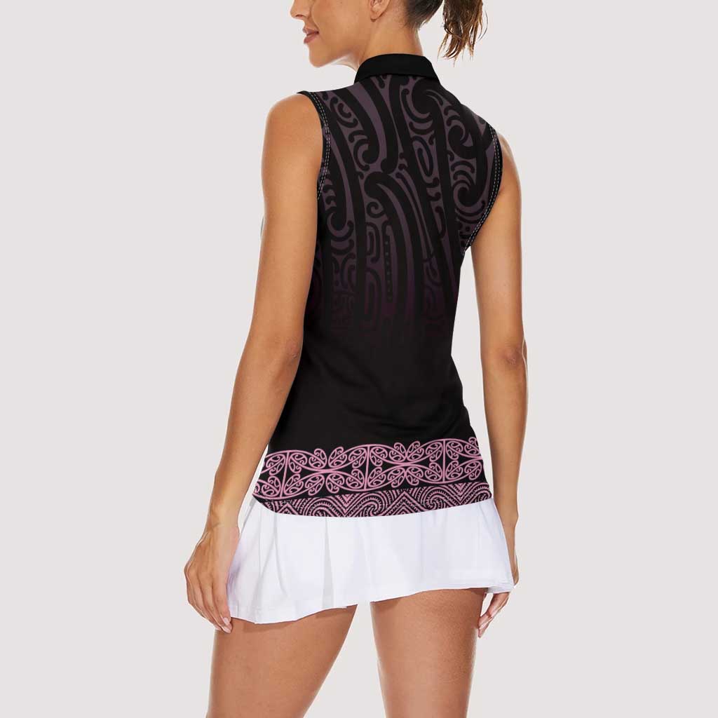 New Zealand Maori Kowhaiwhai Women Sleeveless Polo Shirt Mawhero Maui and Mangopare LT9 - Polynesian Pride