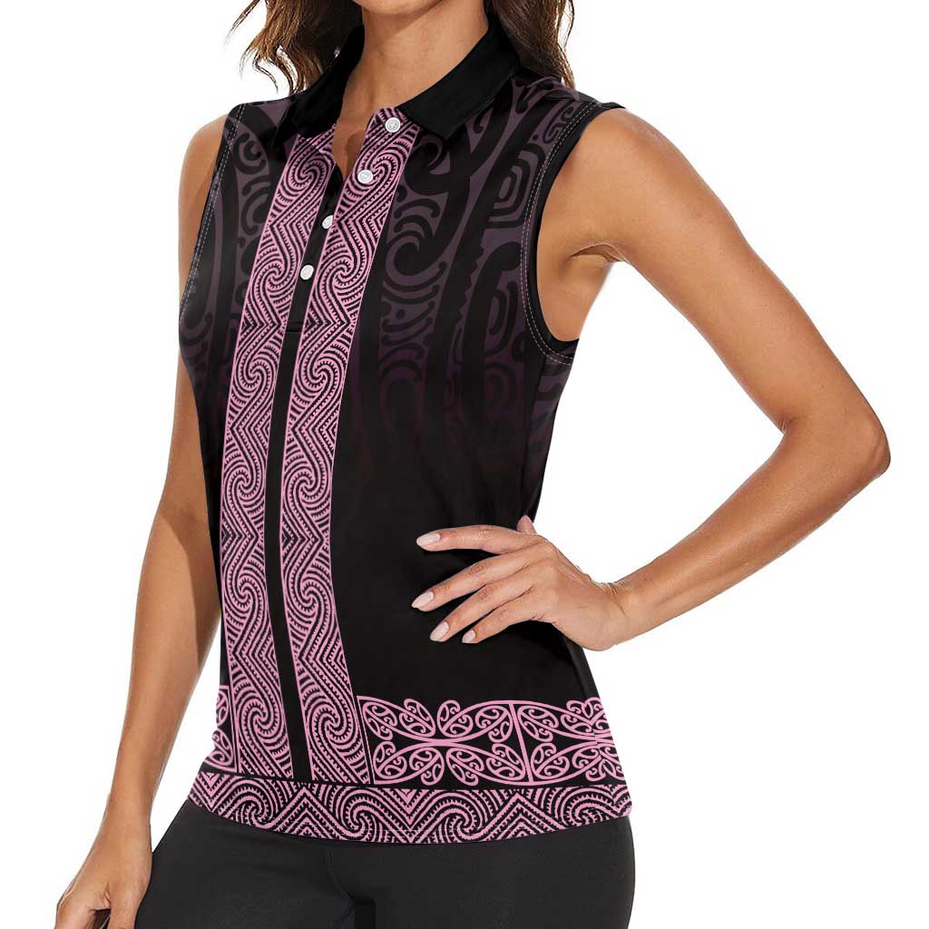 New Zealand Maori Kowhaiwhai Women Sleeveless Polo Shirt Mawhero Maui and Mangopare LT9 - Polynesian Pride