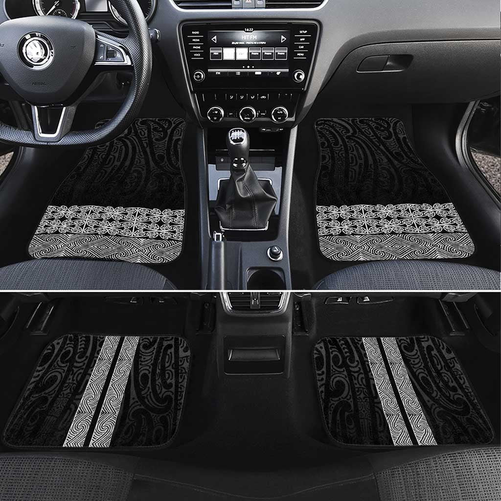 New Zealand Maori Kowhaiwhai Car Mats Pango Maui and Mangopare LT9 Set 4pcs Black - Polynesian Pride