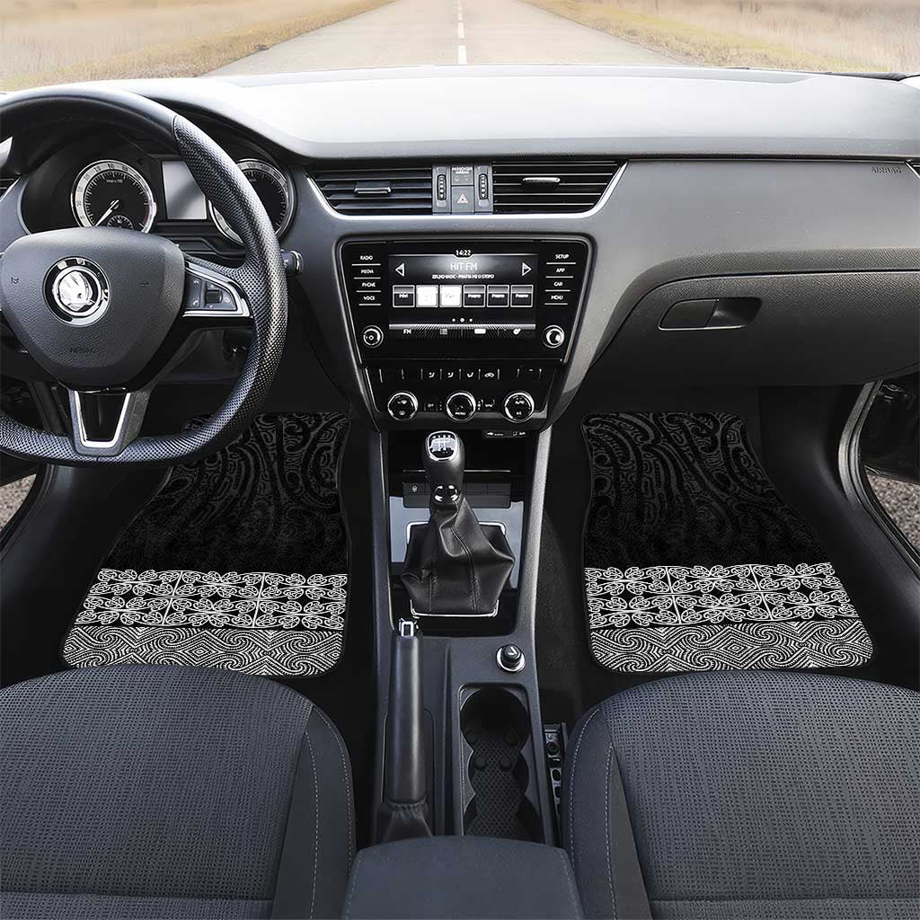 New Zealand Maori Kowhaiwhai Car Mats Pango Maui and Mangopare LT9 Set 2pcs - Front Black - Polynesian Pride