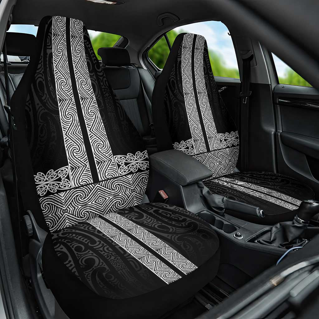 New Zealand Maori Kowhaiwhai Car Seat Cover Pango Maui and Mangopare LT9 One Size Black - Polynesian Pride