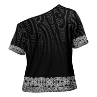 New Zealand Maori Kowhaiwhai Cross Shoulder Shirt Pango Maui and Mangopare LT9 - Polynesian Pride