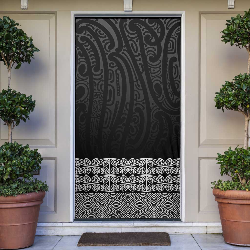 New Zealand Maori Kowhaiwhai Door Cover Pango Maui and Mangopare LT9 Black - Polynesian Pride