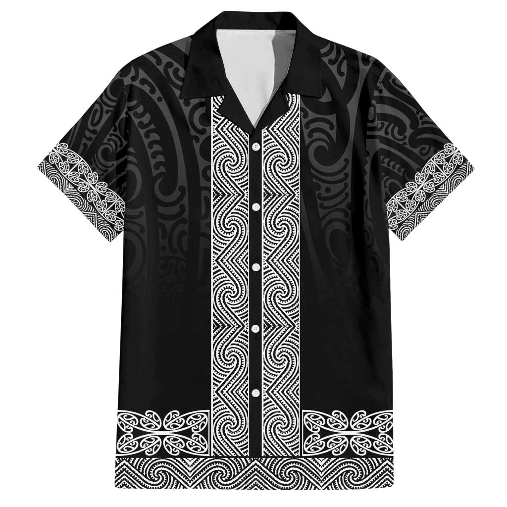 New Zealand Maori Kowhaiwhai Family Matching Long Sleeve Bodycon Dress and Hawaiian Shirt Pango Maui and Mangopare LT9 Dad's Shirt - Short Sleeve Black - Polynesian Pride