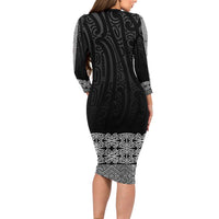 New Zealand Maori Kowhaiwhai Family Matching Long Sleeve Bodycon Dress and Hawaiian Shirt Pango Maui and Mangopare LT9 - Polynesian Pride