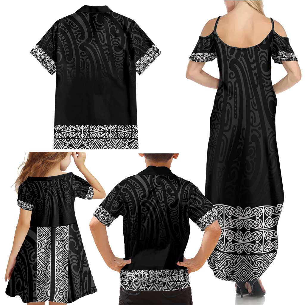 New Zealand Maori Kowhaiwhai Family Matching Summer Maxi Dress and Hawaiian Shirt Pango Maui and Mangopare LT9 - Polynesian Pride