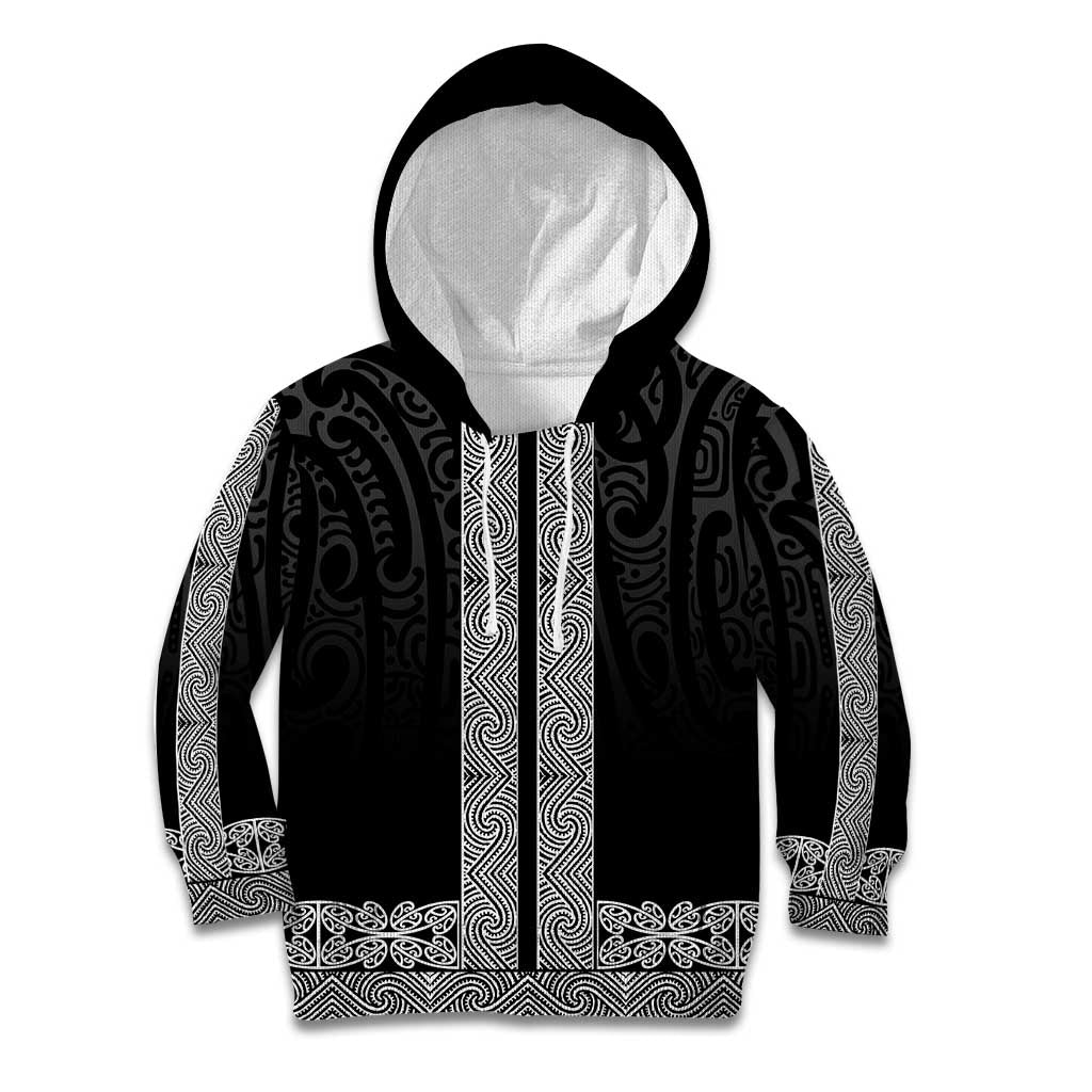 New Zealand Maori Kowhaiwhai Kid Hoodie Pango Maui and Mangopare LT9 Hoodie Black - Polynesian Pride