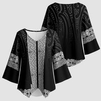 New Zealand Maori Kowhaiwhai Kimono Sleeve Blouse Pango Maui and Mangopare LT9 - Polynesian Pride