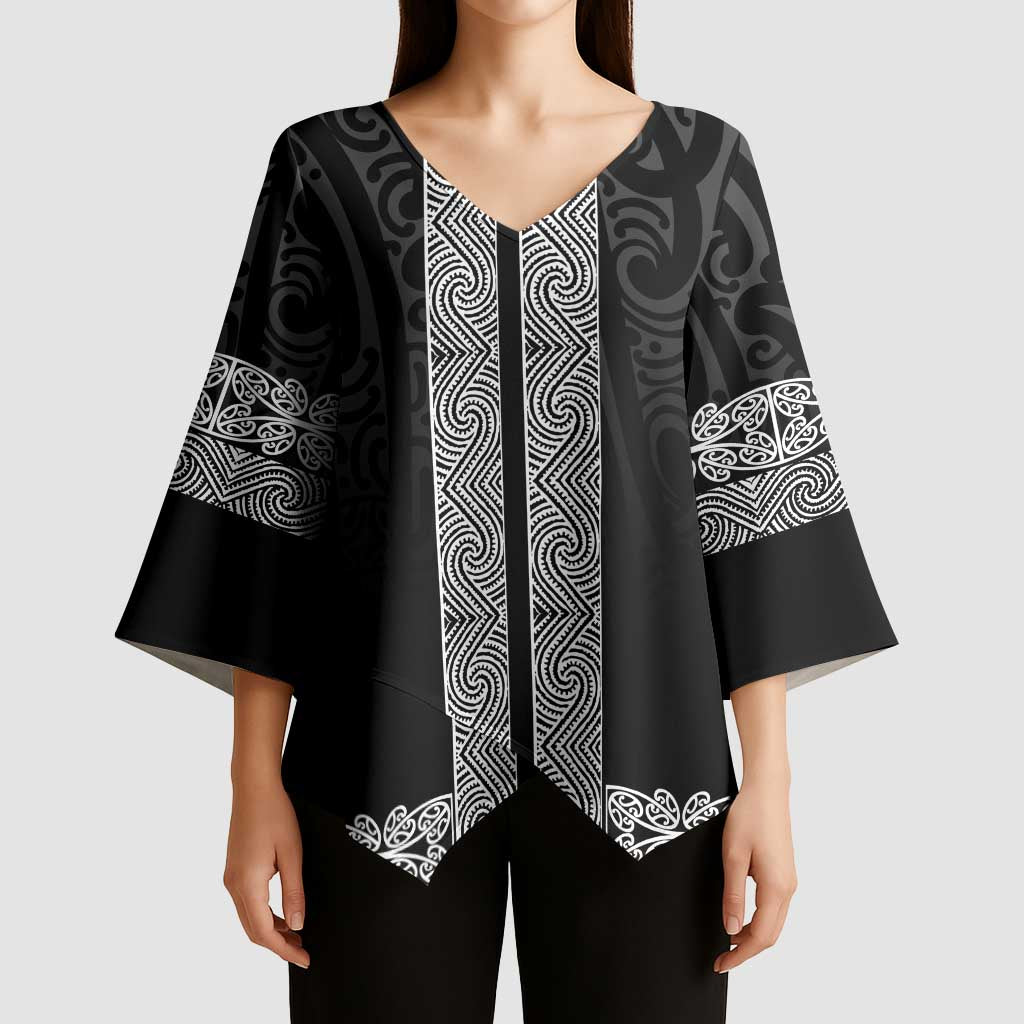 New Zealand Maori Kowhaiwhai Kimono Sleeve Blouse Pango Maui and Mangopare LT9 - Polynesian Pride