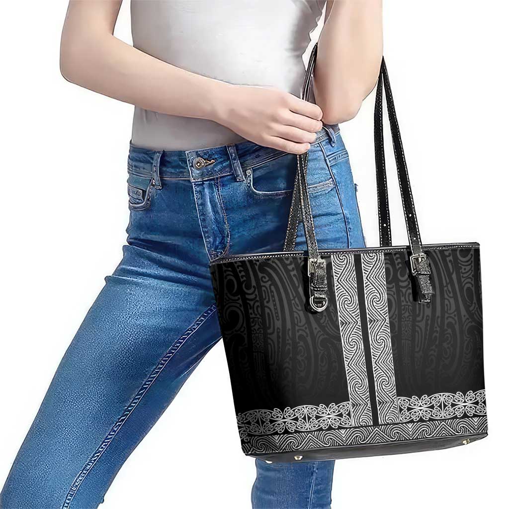 New Zealand Maori Kowhaiwhai Leather Tote Bag Pango Maui and Mangopare LT9 - Polynesian Pride