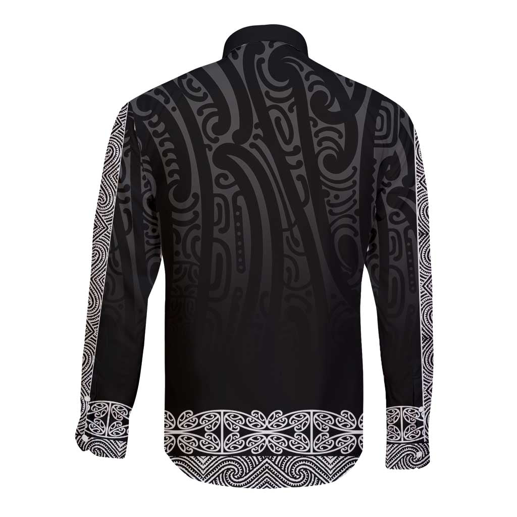 New Zealand Maori Kowhaiwhai Long Sleeve Button Shirt Pango Maui and Mangopare LT9 - Polynesian Pride