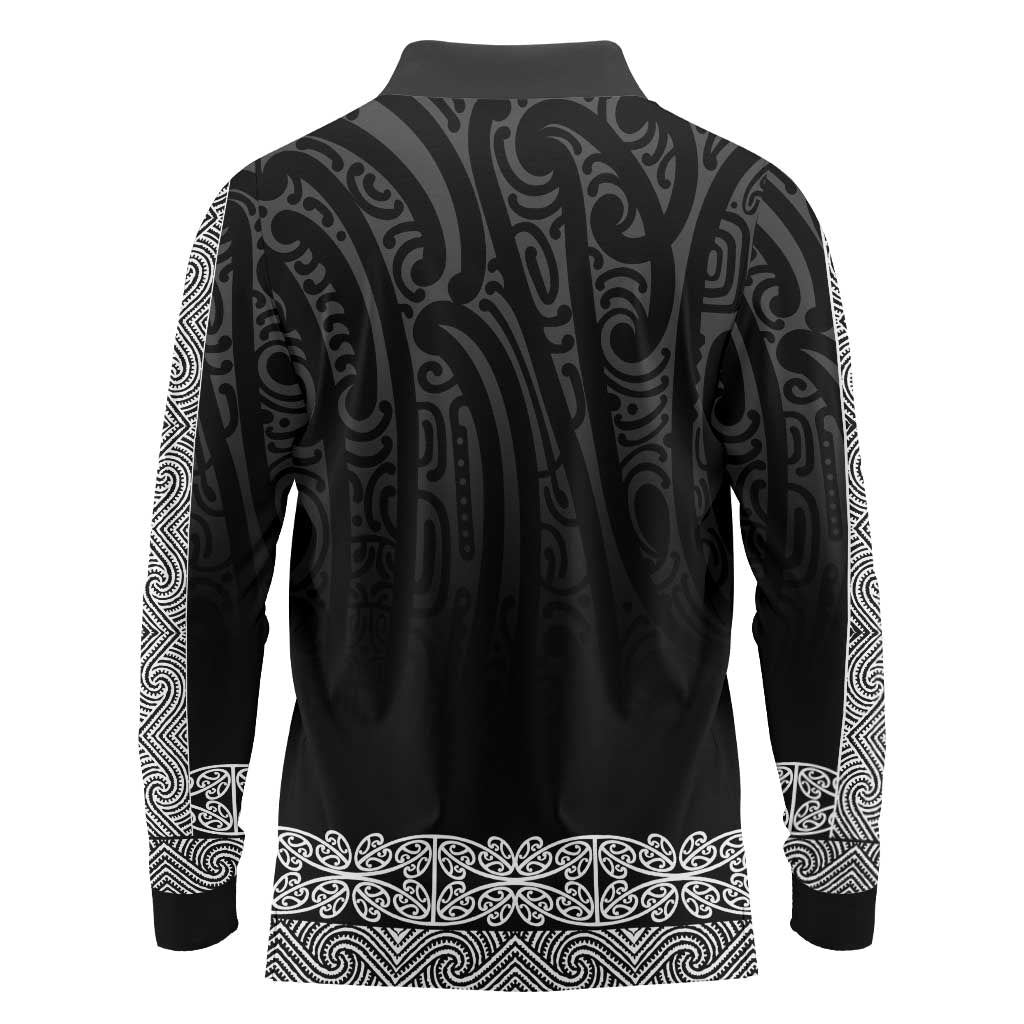 New Zealand Maori Kowhaiwhai Long Sleeve Polo Shirt Pango Maui and Mangopare LT9 - Polynesian Pride