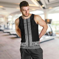 New Zealand Maori Kowhaiwhai Men Tank Top Pango Maui and Mangopare LT9 Black - Polynesian Pride