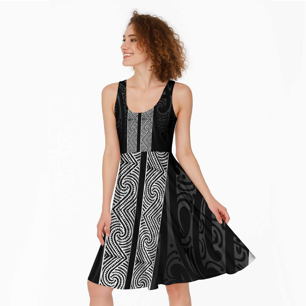 New Zealand Maori Kowhaiwhai Midi Dress Pango Maui and Mangopare LT9 - Polynesian Pride