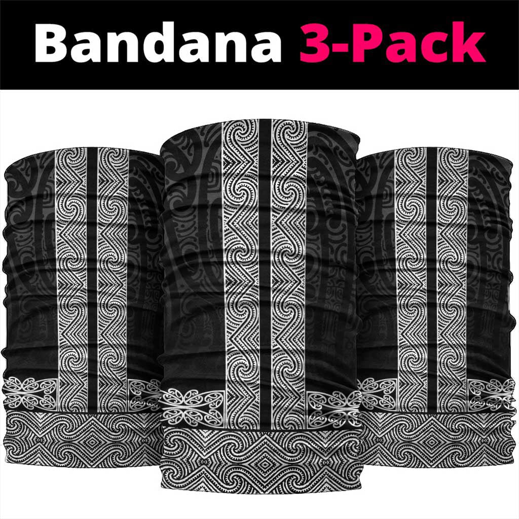 New Zealand Maori Kowhaiwhai Neck Gaiter Pango Maui and Mangopare LT9 package One Size: 25*50cm Black - Polynesian Pride